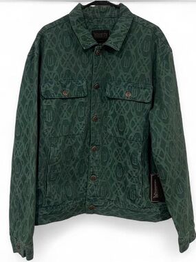 Wicked x Forever 21 Collab Green Monogram Denim 2X Jacket Men’s NWT